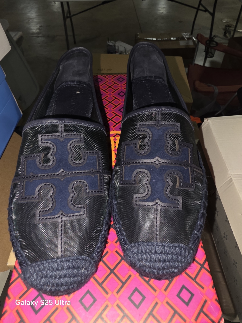 Tory Burch Womens Navy Mesh Espadrille Loafers. Worn Once. Still In Box. Size 6